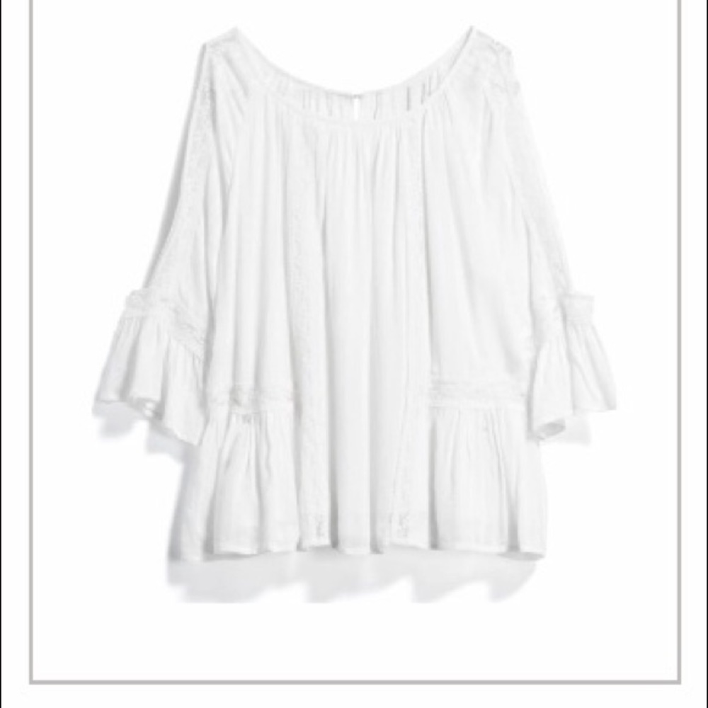 Flowy, White Cold Shoulder Top